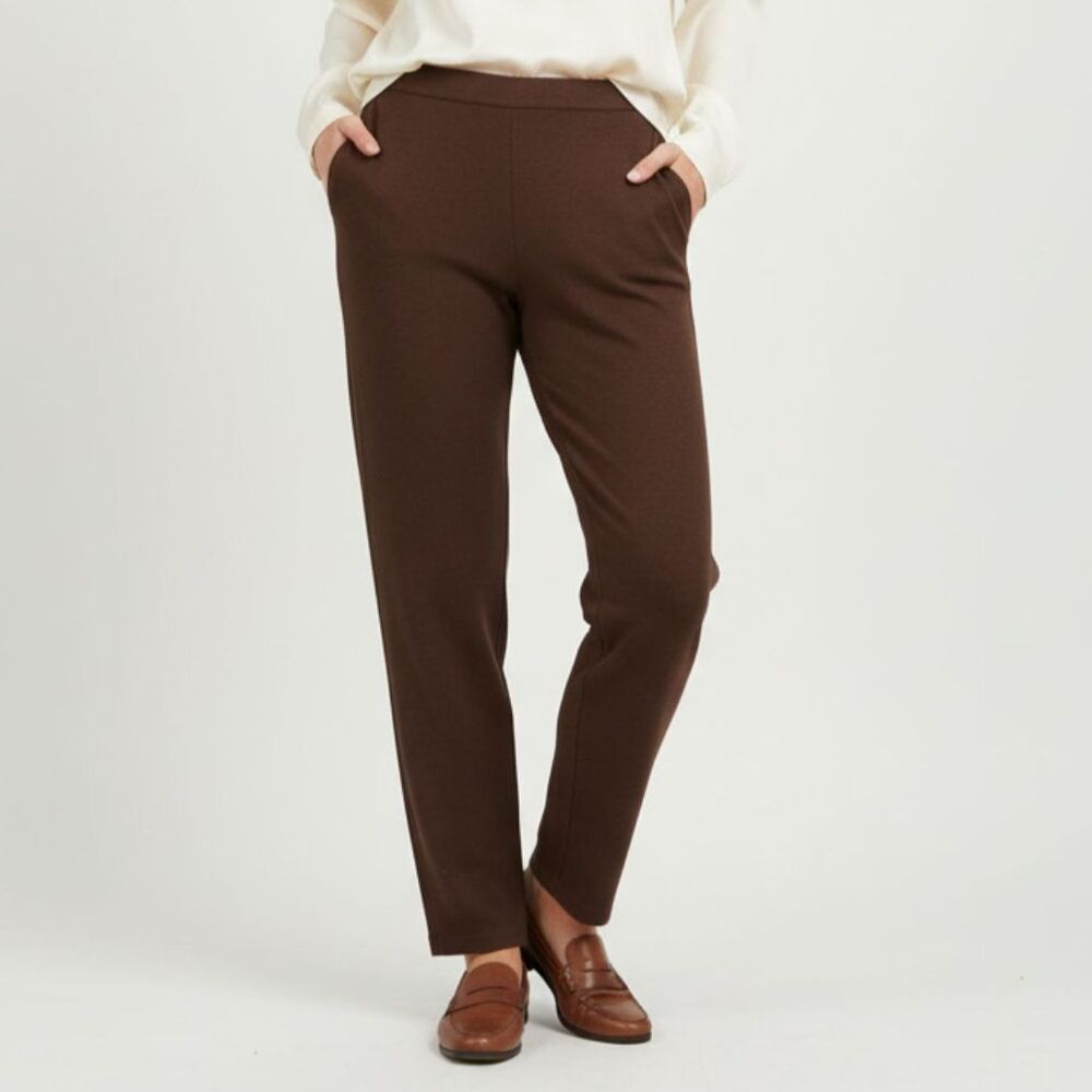 Yarns & Stitches Women's Chocolate Brown Knit Straight Leg Pants S